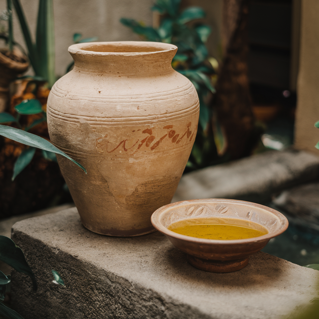 Bowl and Jar of Oil