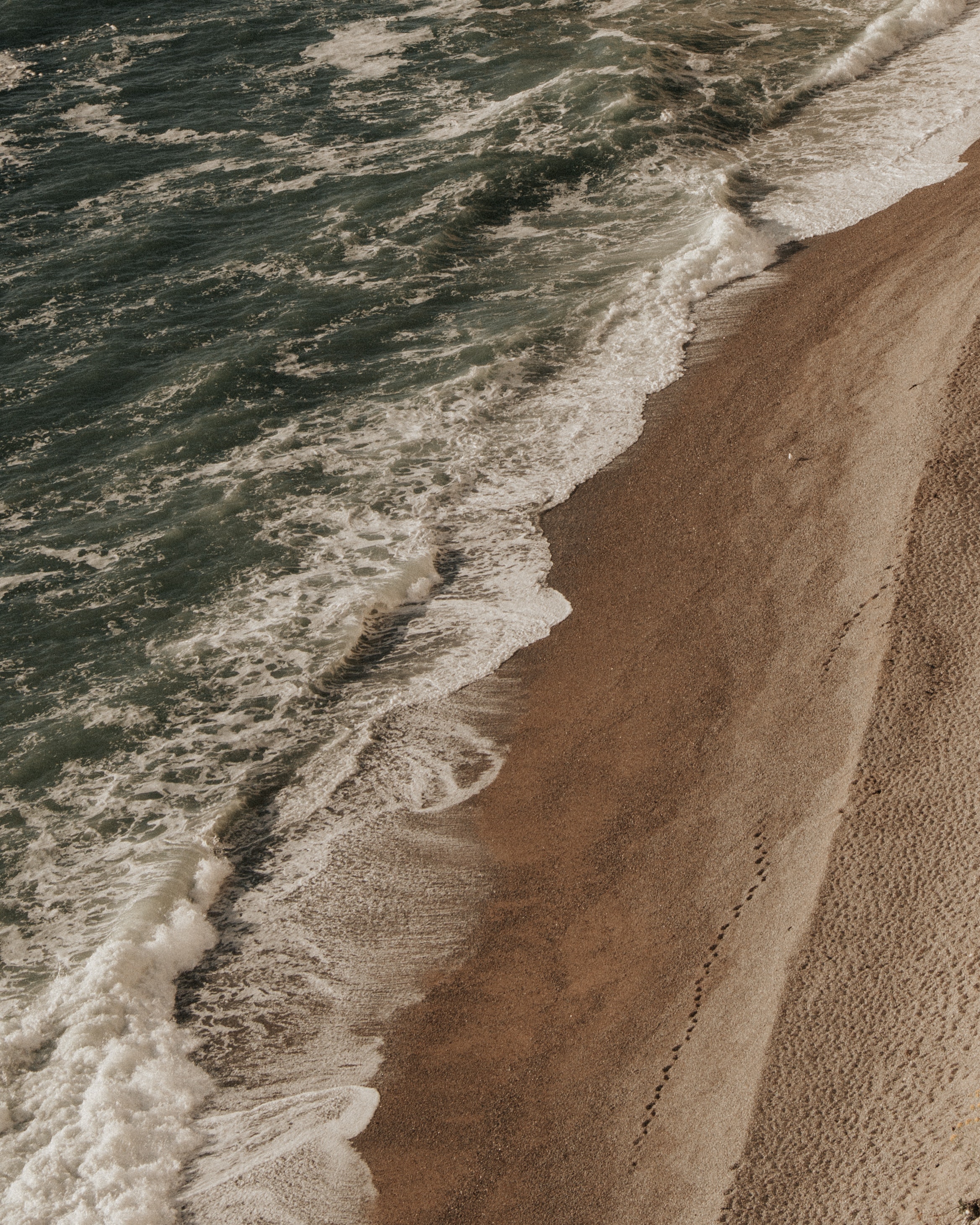 Foamy sea washing sandy beach